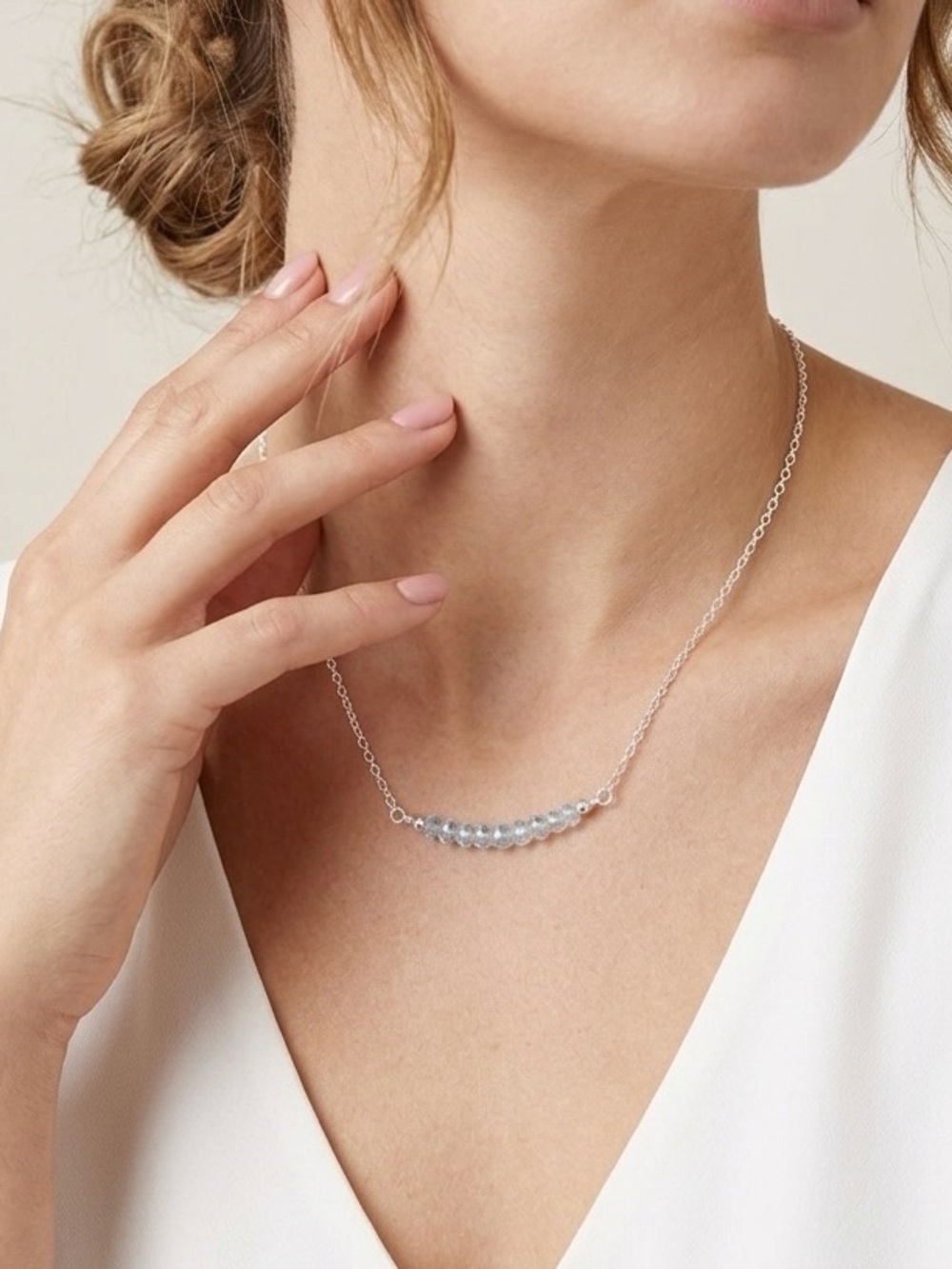 Aquamarine Necklace March Birthstone Sterling Silver